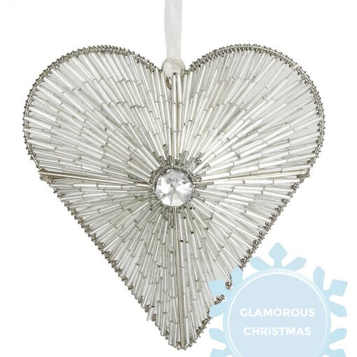 Love Heart Silver Christmas Tree Decoration