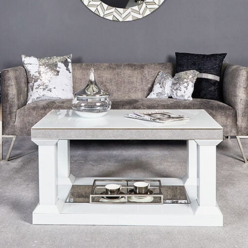 Madison White Mirrored Glass 100cm Coffee Table