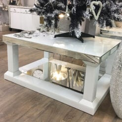 Madison White Mirrored Glass Large Coffee Table