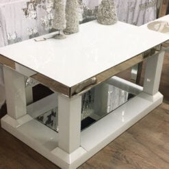 Madison White Mirrored Glass Small Coffee Table