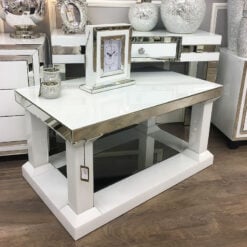 Madison White Mirrored Glass Small Coffee Table