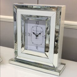 Madison White Mirrored Table Clock