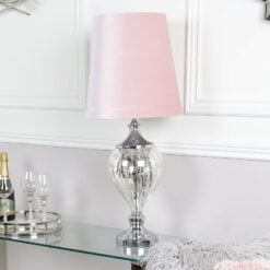 Medium Chrome Glass Regency Statement Lamp With Pink Shade