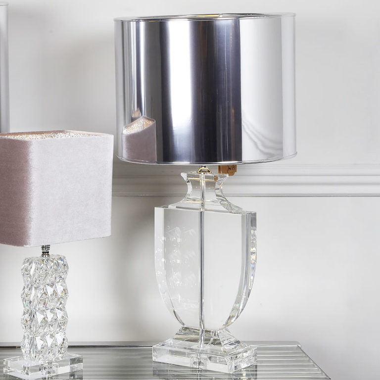 Medium Crystal Cut Glass Regency Table Lamp With Silver Shade Picture