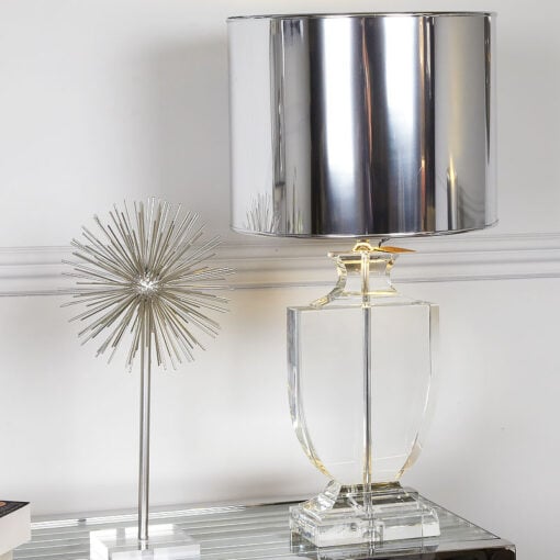 Medium Crystal Cut Glass Regency Table Lamp With Silver Shade