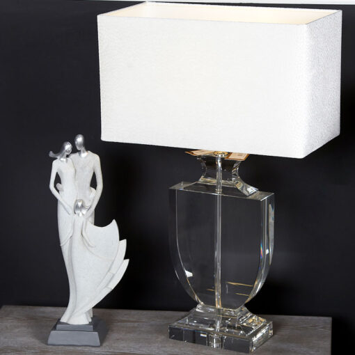 Medium Crystal Cut Glass Regency Table Lamp With White Velvet Shade