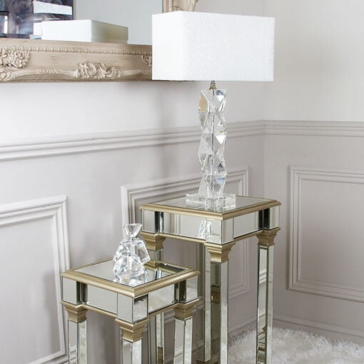 Medium Crystal Twist Table Lamp With White Shade