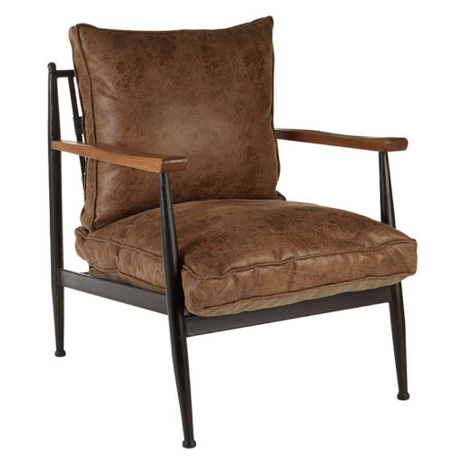 New Foundry Deep Padded Distressed Brown Leather Effect Chair