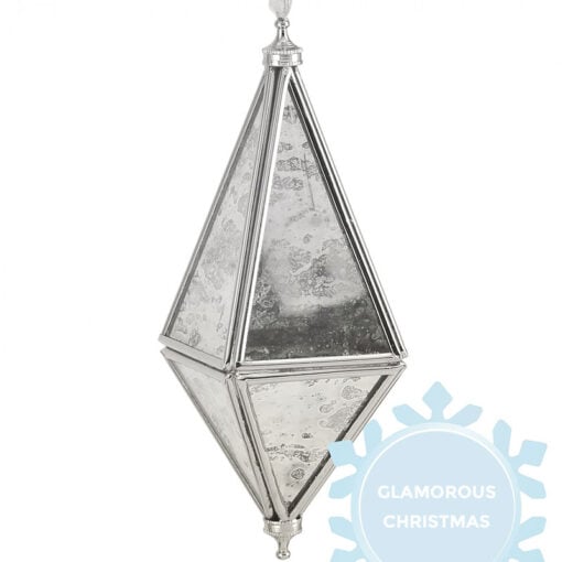 Nickel And Mirror Geometric Hanging Christmas Decoration 14cm