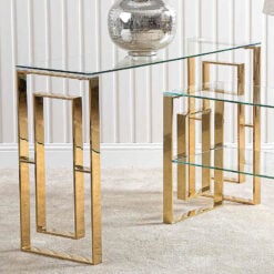 Plaza Gold Contemporary Clear Glass Console Display Table