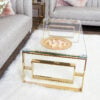 Plaza Gold Contemporary Clear Glass Lounge Coffee Table