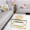 Plaza Gold Contemporary Clear Glass Lounge Coffee Table | Picture ...