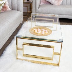 Plaza Gold Contemporary Clear Glass Lounge Coffee Table