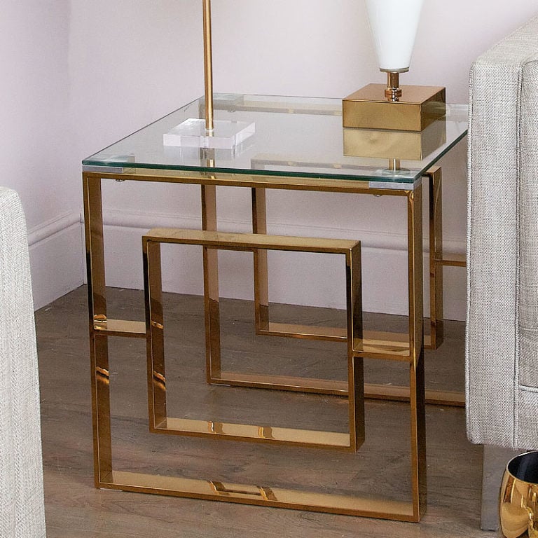Plaza Gold Contemporary Clear Glass Side End Display Table Picture