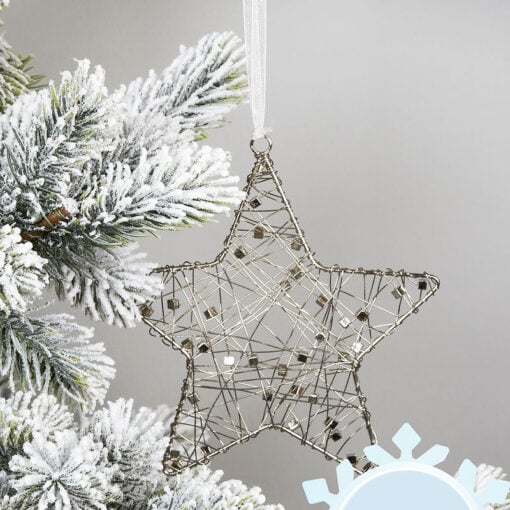 Silver Wire Star Christmas Tree Decoration 15cm