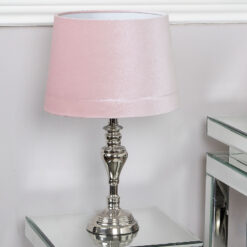 Small Cast Chrome Lamp With Blush Pink Shade