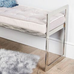 Zenn Contemporary Stainless Steel Bench With Deep Padded Tufted Seat