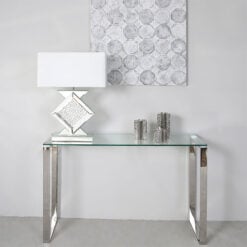 Harper Contemporary Stainless Steel Clear Glass Console Display Table