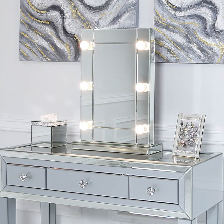 glitter mirror dressing table