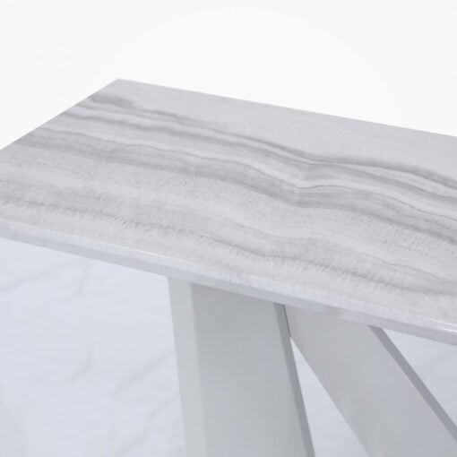 Blanche Marble Effect Console Table With A Chrome Foundation