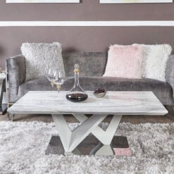 Blanche Marble Effect Lounge Coffee Table With A Chrome Foundation