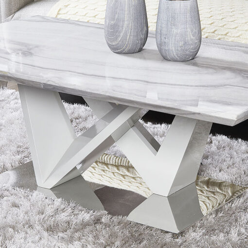 Blanche Marble Effect Lounge Coffee Table With A Chrome Foundation