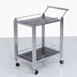 Colton Contemporary Stainless Steel And Black Glass Drinks Trolley