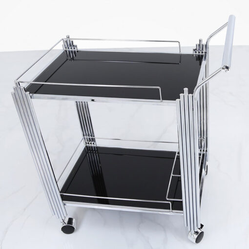 Colton Contemporary Chrome And Black Glass Drinks Trolley