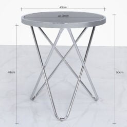 Colton Contemporary Chrome And Black Glass End Side Table