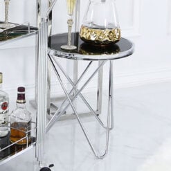 Colton Contemporary Chrome And Black Glass End Side Table
