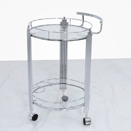 Colton Contemporary Chrome And Clear Glass Drinks Trolley