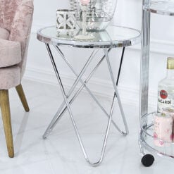 Colton Contemporary Chrome And Clear Glass End Side Table