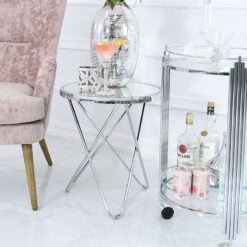 Colton Contemporary Stainless Steel And Clear Glass End Side Table