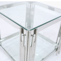 Colton Contemporary Stainless Steel And Clear Glass End Side Table