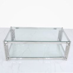 Colton Contemporary Stainless Steel And Glass Coffee Table