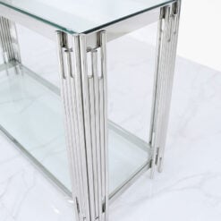 Colton Contemporary Stainless Steel And Glass Dressing Console Table
