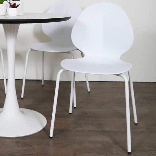 Dakota White Dining Chair With Shell Style Seat And Metal Legs
