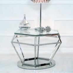 Fleur Hexagon Silver Stainless Steel Lounge Coffee Table Display Table