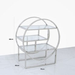 Lennox Steel and Clear Glass 3 Tier Round Shelving Display Unit