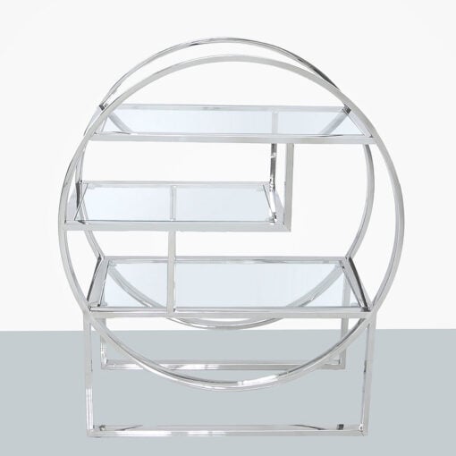 Lennox Steel and Clear Glass 3 Tier Round Shelving Display Unit