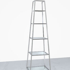 Lennox Steel and Clear Glass Ladder Style Shelving Display Unit