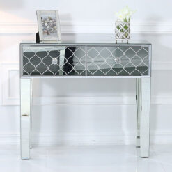 Moresque Silver Mirrored Moroccan 2 Drawer Console Table