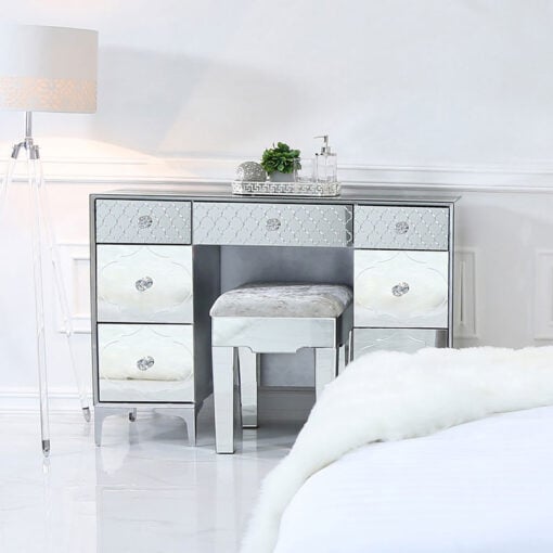 Moresque Silver Mirrored Moroccan 7 Drawer Dressing Table
