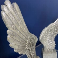 Pair of Decorative Antique Silver Freestanding Angel Wings Sculpture