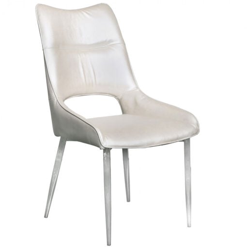 Aurelia Deeply Padded White Faux Leather Dining Chair With Chrome Legs