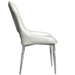Aurelia Deeply Padded White Faux Leather Dining Chair With Chrome Legs