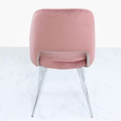Aurelia Pink Dining Chair With Velvet Upholstered Seat And Chrome Legs