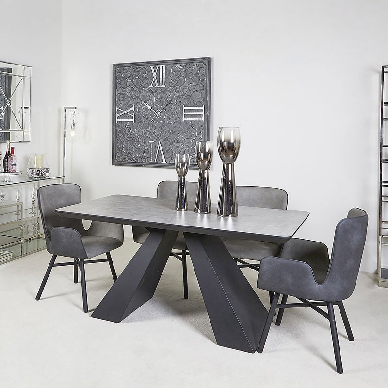Axel Black And Grey Wooden Dining Table And 4 Grey Dining ...