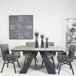 Axel Black And Grey Wooden Dining Table And 4 Grey Dining Chairs Set