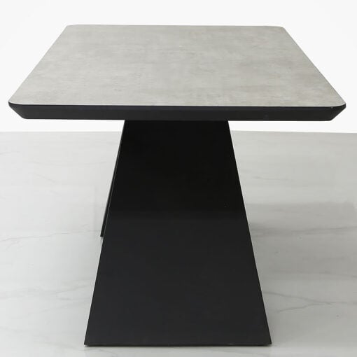 Axel Dining Table With Black Wooden Base And Grey Wood Veneer Tabletop